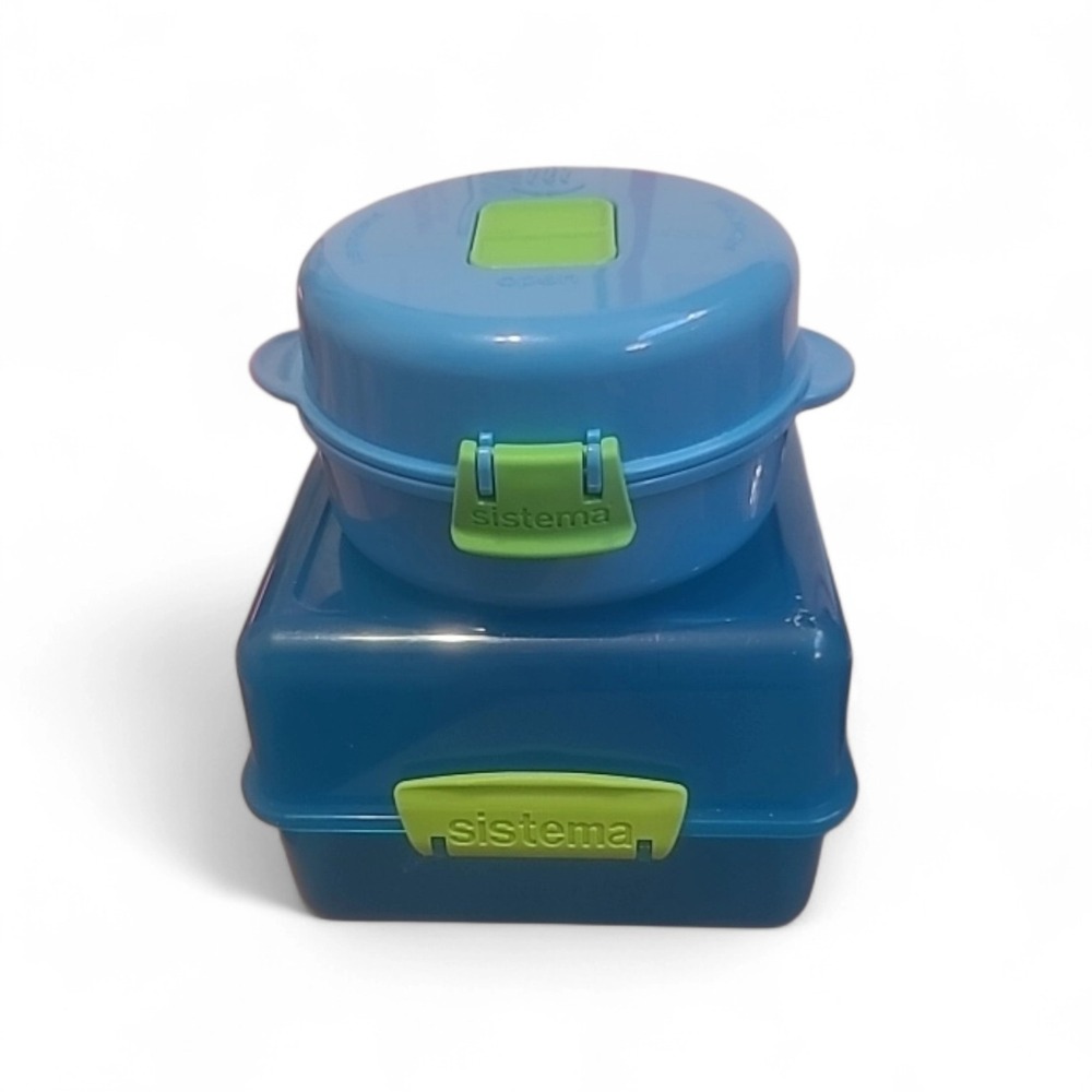 2 For‎ 1 Sistema 3 Compartment Lunch Box Covered Divided Sectional Food/Egg Ck